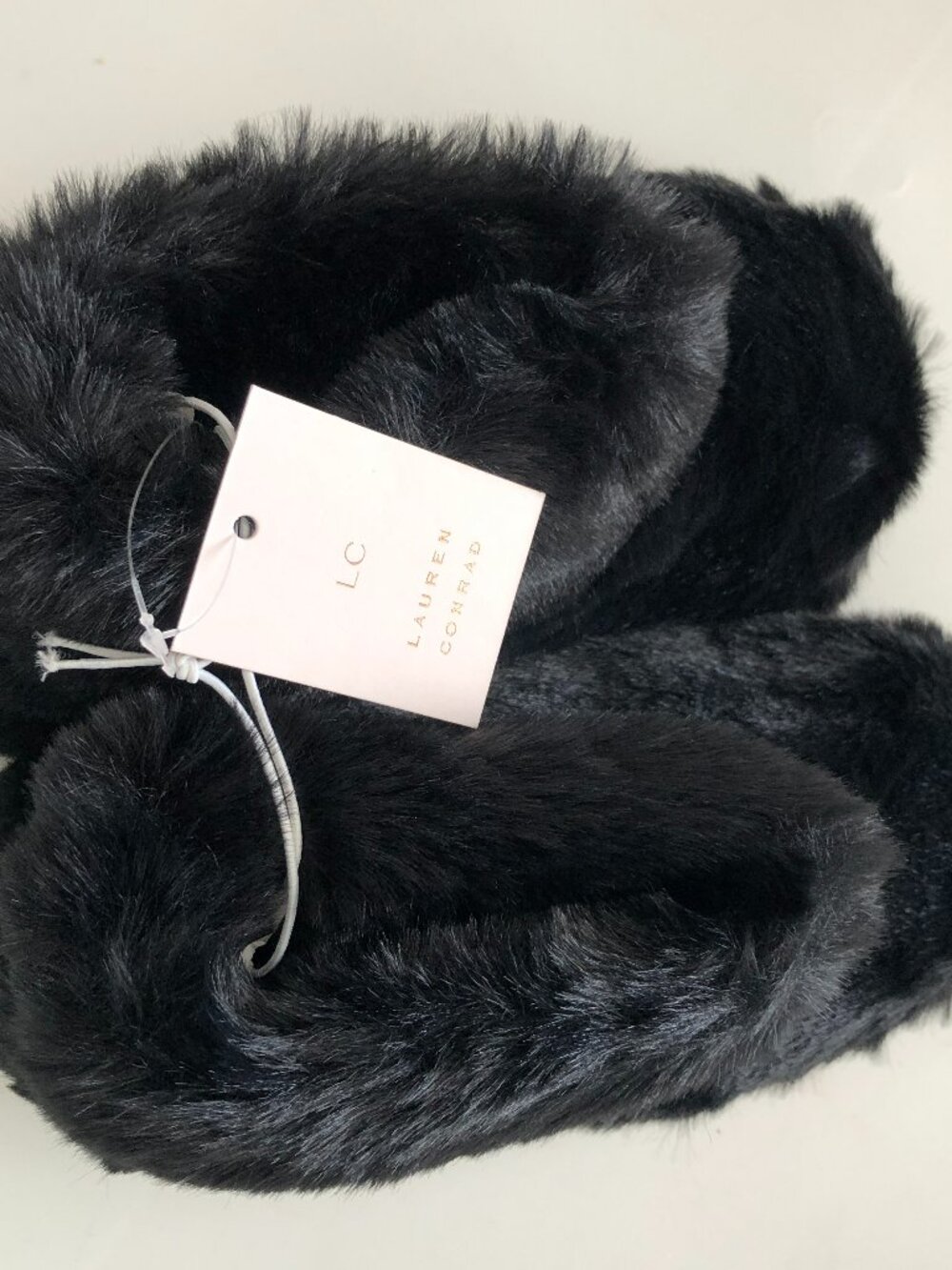 LC Lauren Conrad Furry Women's Faux Fur Slip-On Boots, Black, Size XS (5-6) $30